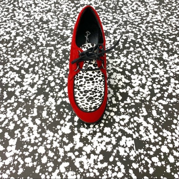 Round Toe Lace Up Cheetah Flatform Creeper - Picture 5 of 8